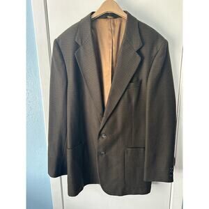 J Riggins Blazer Size 42L Brown Houndstooth Wool Blend Office Preppy